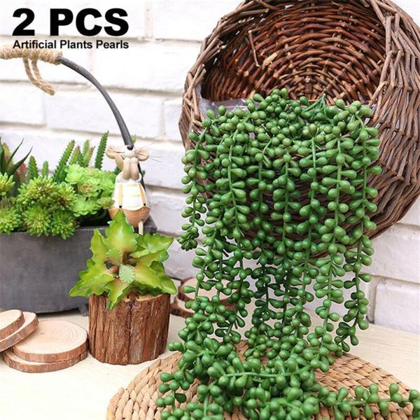 

2pcs artificial succulents hanging plant fake string of pearls home decoration