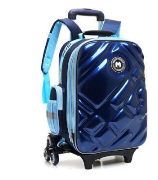 

3d boy's trolley bag with wheels for school kids rolling bag on wheels children's travel bag 6 wheels school trolley backpack y190