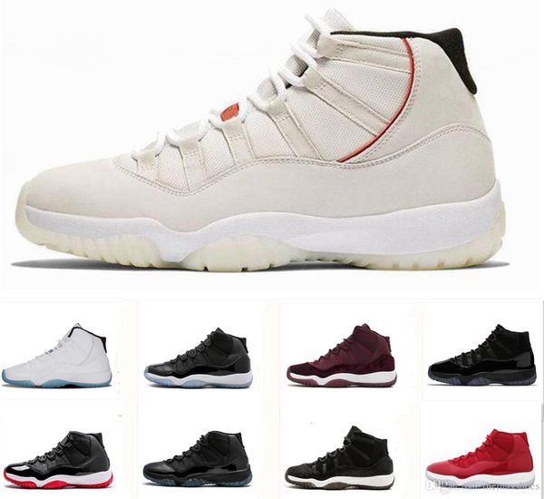 

men 11 11s platinum tint xi basketball shoes cap and gown prom night gym red bred barons concord 45 cool grey mens sports sneakers designer