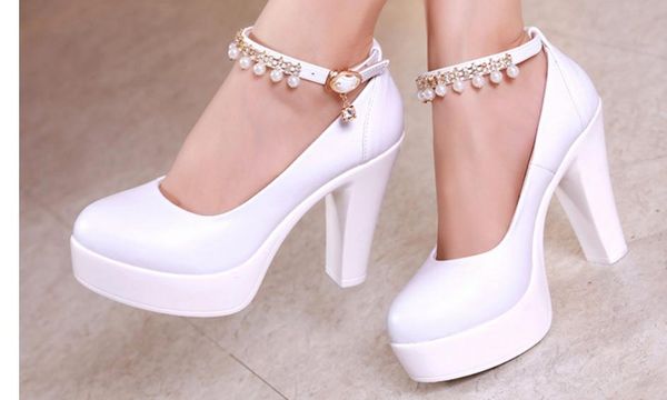 

2019 women's shoes in spring and autumn with new style high heel coarse heel round head waterproof table shoes heel 8.5cm,11cm@2089, Black