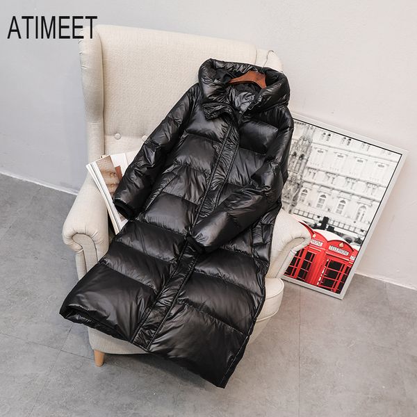 

2020 new women thick down jacket hooded white duck jackets winter warm coats parka female outwear, Black