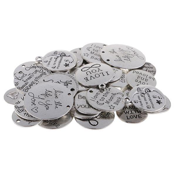 

34pcs оптовая vintage silver поощряйте word, шармов висячие теги diy ювелирные изделия ремесла для любимых людей, Black