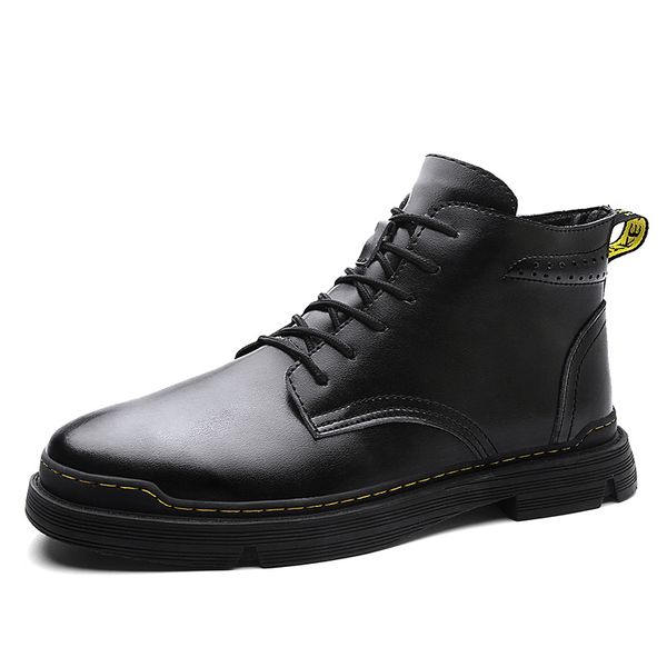 

popular style shoes new autumn and winter explosion models plus velvet explosion models men's breathable wild leather tooling ma, Black