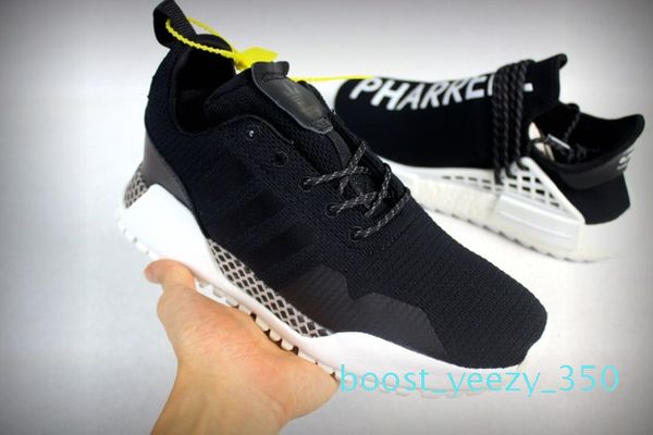 

2020 new designer human race trail running shoes men women pharrell williams hu runner black white red blue sports mens shoes b35