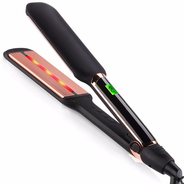 

professional salon infrared flat iron hair straightener ceramic instant mch heater salon dual voltage lcd control black