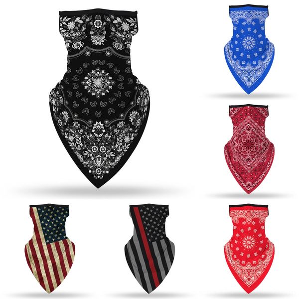 

r0fmv ice silk face mask american flag scarf breathable ear masks outdoor riding windproof protetive mask scarf party supplies, Black