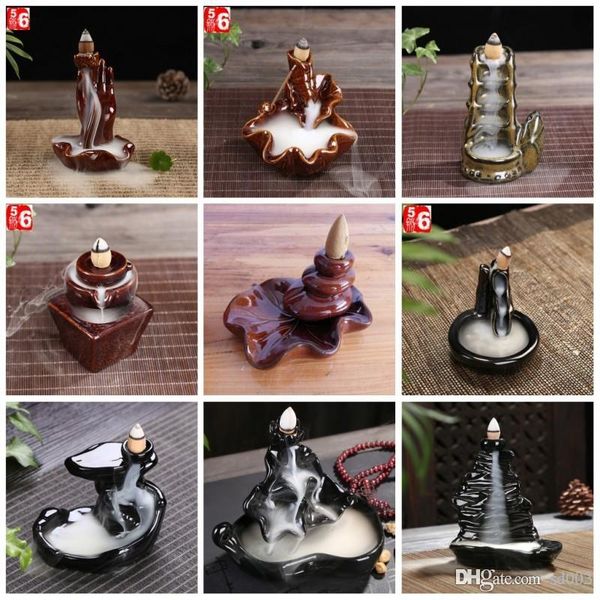 

ceramics glaze incense burner lamps buddhist reflux aromatherapy censer backflow creative shape fragrance sticks holder many styles 8cy zz