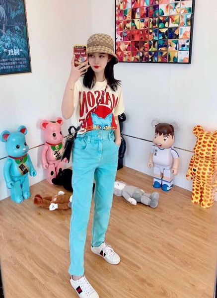 

autumn new ladies jeans casual pants 2020 fashion trousers *130, Blue