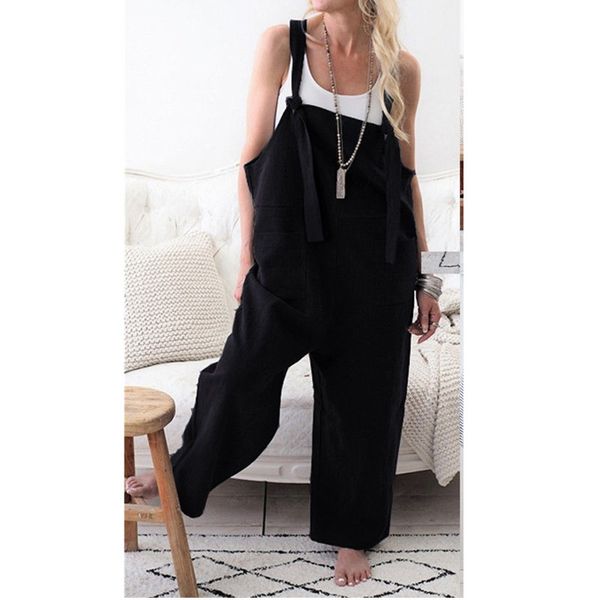 

hirigin women's casual loose cotton solid linen pockets overalls jumpsuits wide leg cut pants overalls jumpsuits, Black;white