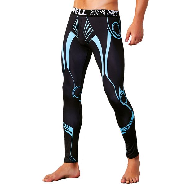 

men's new fashion coloured sport pants men elastic fitness mens jogger pants fast-drying breathable tights fashion c0413, Black