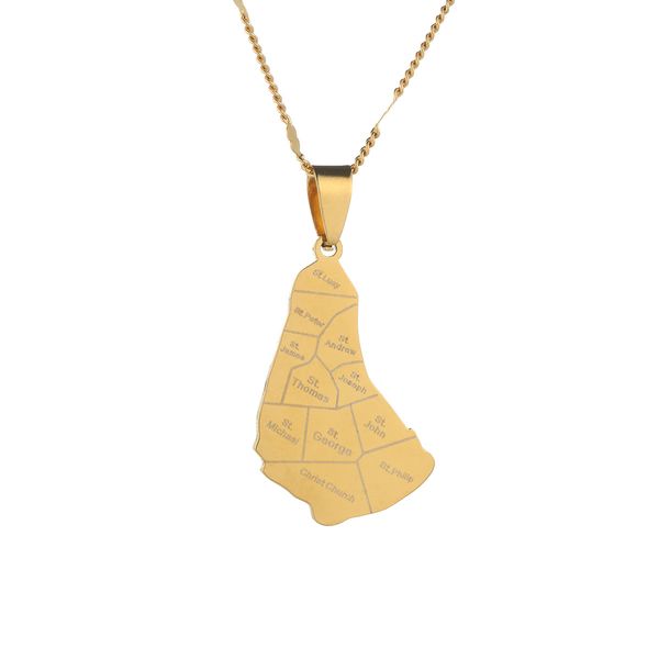 

stainless steel trendy map of the barbados island pendant necklaces maps chain jewelry, Silver