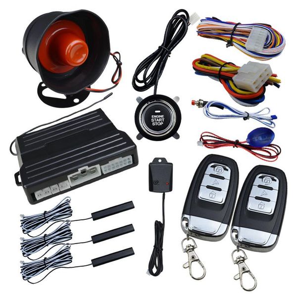 

beesclover smart key pke car alarm engine start spush button sensor system intelligent one-button start system r15