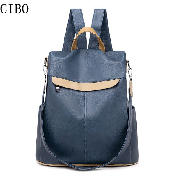 

2019 retro women leather backpack casual college school backbag student lapgirls back pack travel backpack anti theft bag