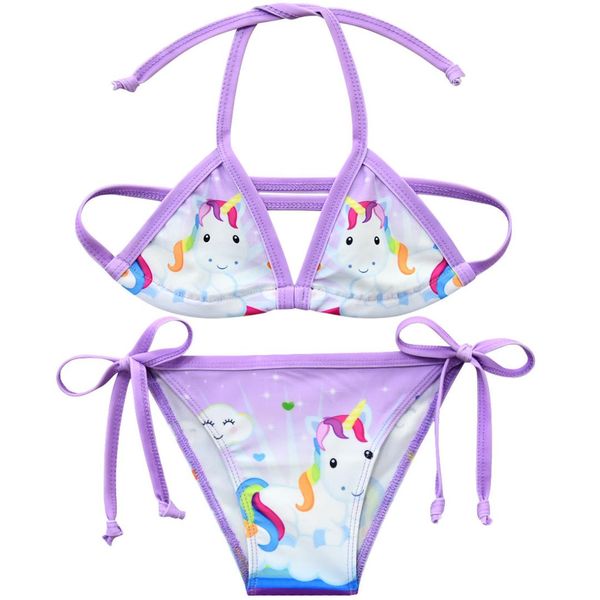 

2019 unicorn girls swimsuit 3-12 years two piece children's swimwear girls bikini set unicorn beachwear g48-8076