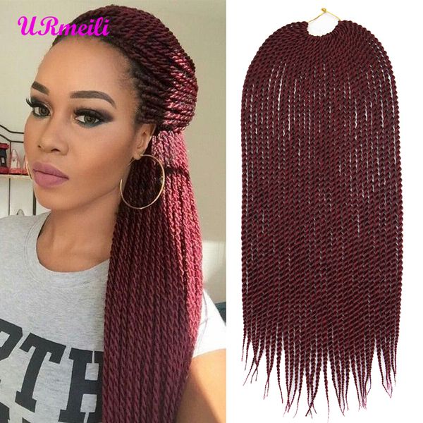 

urmeili ombre crochet hair senegalese twist hair box crochet braids 14 18 22 inch kanekalon synthetic braid hair extension trenzas africanas, Black
