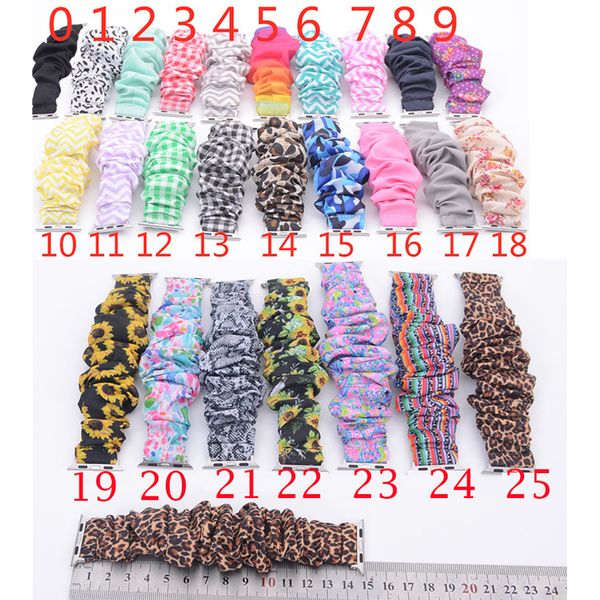

scrunchie apple watch bands 38mm 42mm watchband scrunchies replaceable floral sunflower striped plaid waist watch straps 25 colors
