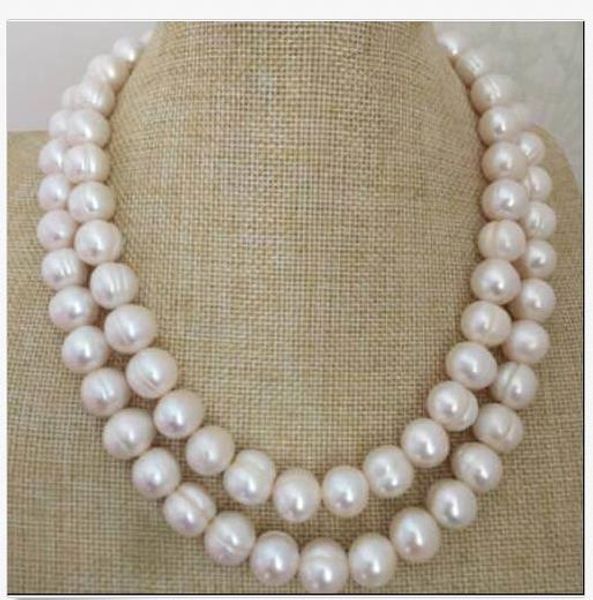 

huge 12-13mm real south sea white baroque pearl necklace 36"14k, Silver