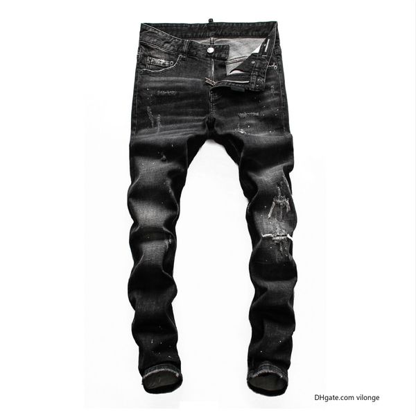 

dsquared2 dsq ds2 мужские роскошных дизайнерских джинсы черного рваного байкера тощего мотоцикл dsn6 черные брюки вылейте hommes метанию хип, Blue