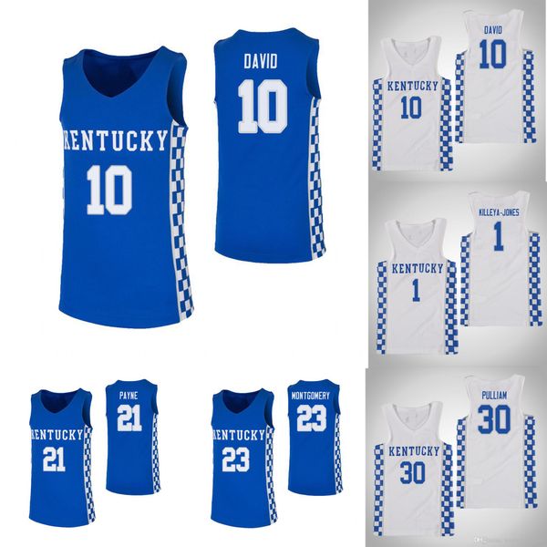 

dillon pulliam stitched youth kentucky zan payne wenyen gabriel jonny david custom any name blue white college jersey, Black