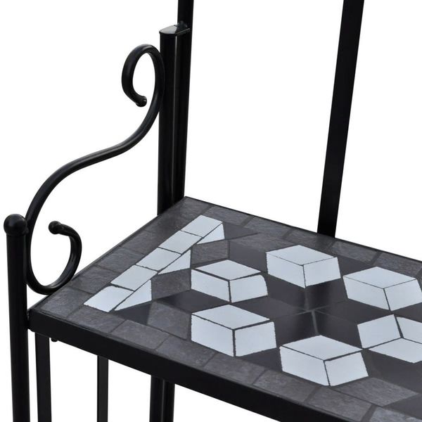 

plant shelf black and white mosaic pattern garden sets