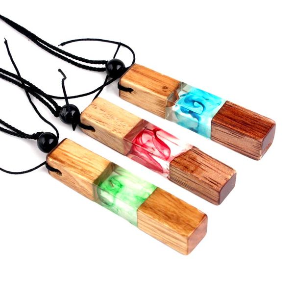 

pendant necklaces selling handmade resin wood necklace wooden vintage fashionable transparent rotating pattern, Silver