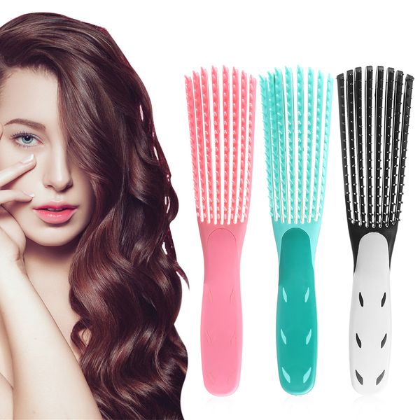 

mint green/pink hair brush scalp massage comb women detangle hairbrush comb health care reduce fatigue hair brush hairdressing, Silver