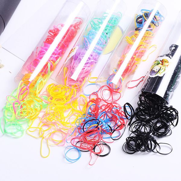 

newly children disposable elastic hair ties stretch bands rope ponytail holders hair accessories ir-ing, Slivery;white