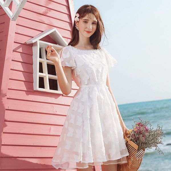 

2019 new summer dresses women elegant white slim organza patchwork chiffon dress casual female clothes, Black;gray