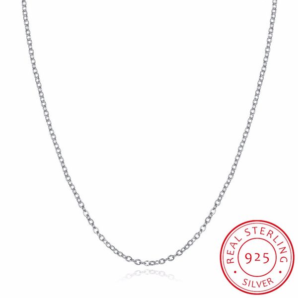 

16"-20" slim thin pure 925 sterling silver side curb chain choker necklaces for women girl jewelry kolye collare collier ketting