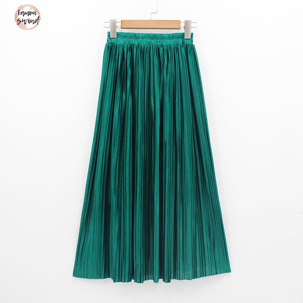 

skirts 2019 fashion new women fashion long high waist pleated skirt bling metallic silk tutu skirt good quality drop shipping, Black