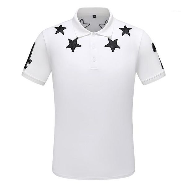 

print mens polos lapel neck short sleeve mens tees fashion boy giv brand stars, White;black