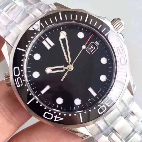 

mens mechanical professional 300m james bond 007 black dial sapphire automatic watch men's men watches self-wind watches wristwatches, Slivery;brown