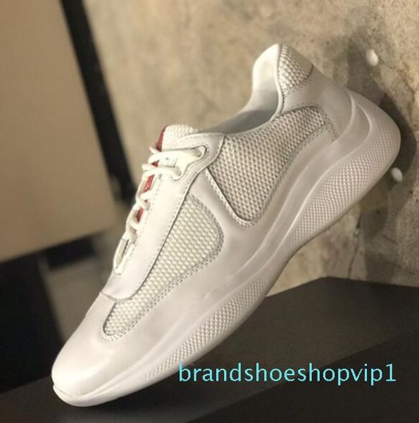 

2019 spring summer designer shoes trainer fashion real leather with fabric mesh breathable shoes low 08 lace up sneakers wegb606, Black