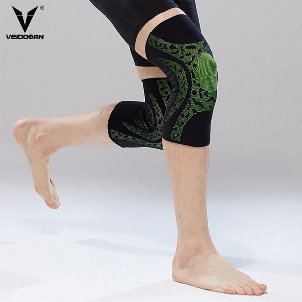 

veidoorn 1pcs compression knee support sleeves knee pad brace protector for sports workout basketball joint pain relief running, Black;gray