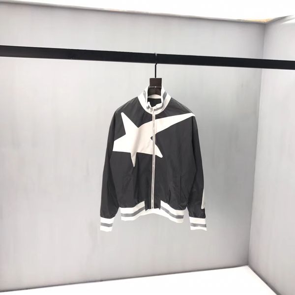 

men's jacket loose thin ladies jacket stitching zipper jackets five-pointed star coat falling shoulders youth students coat2019 new qq2, Black;brown