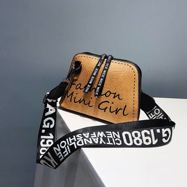 

women leather messenger bag letter shoulder strap small cross body shell bag women fashion mini shoulder bag5.264