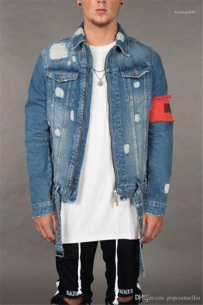 

jackets winter designer ripped distressed zipper fly jean jackets fashion casaul mens streetwear teenager designer jean, Black
