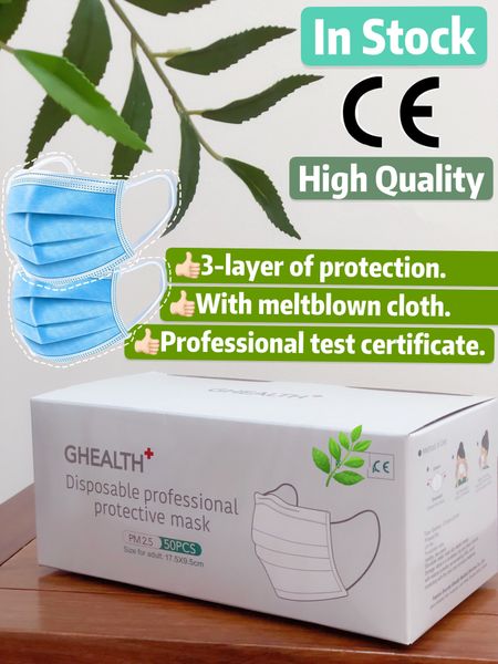 

in stock ce certified disposable 3-layers face mask blocking dust and air pollution face mask supplier fast ship in 24 hours