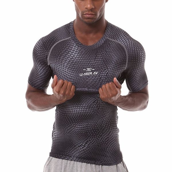 

serpentine мужская футболка фитнес трикотажные колготки спорт топы с коротким рукавом gym бег compression рубашка обучение спортивная, Black;blue