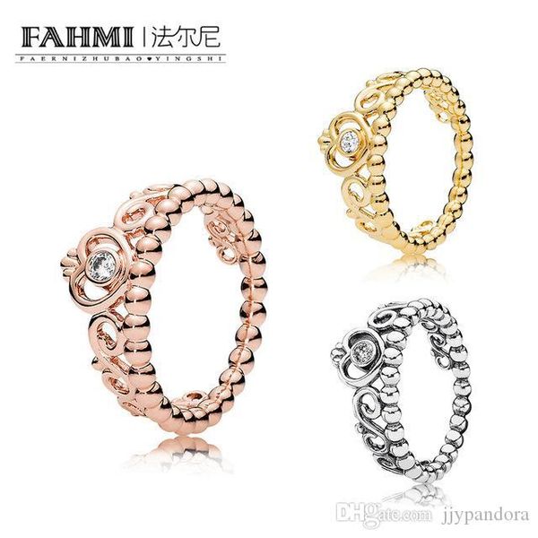 

fahmi 100% 925 sterling silver shine my princess tiara ring rose gold exquisite lucky charming charm ing, Slivery;golden