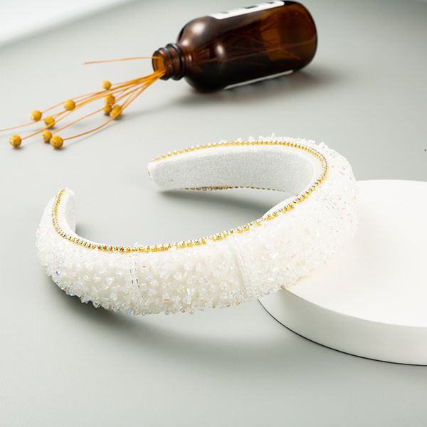 

ins fashion new style luxury baroque crystal full diamond sponge velvet wide edge hair band korean style hair accessories, Silver