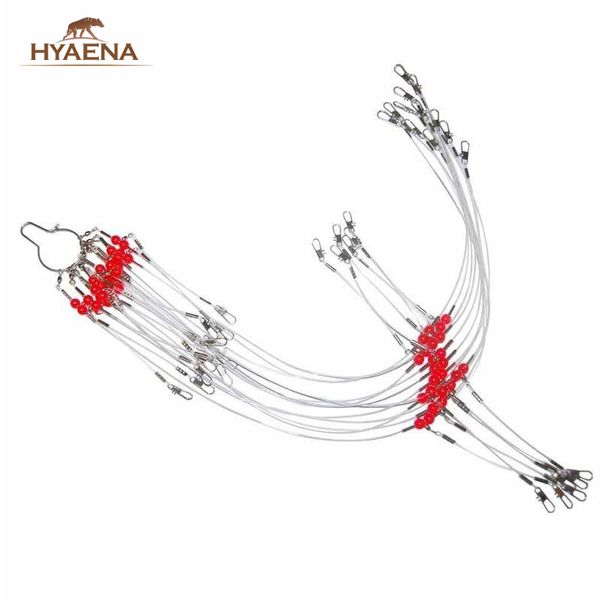 

hyaena 24pcs 35cm 55cm nylon monofilament fishing wire leaders 2 arms trace spinning leader rigs wire line with snap swivel