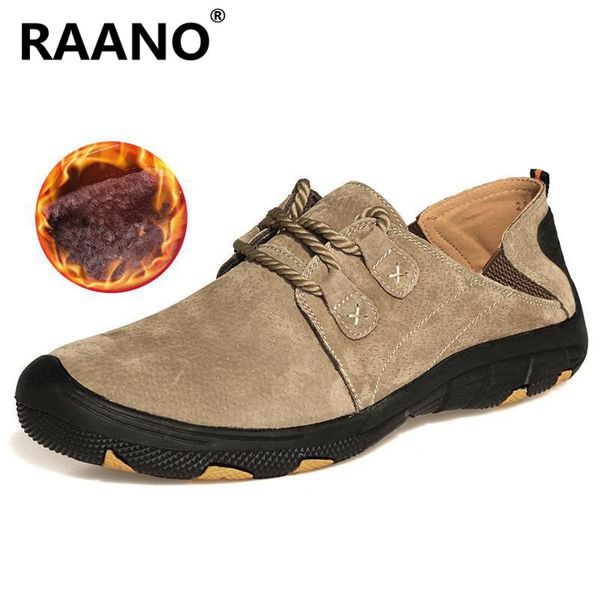 

plus size 38-47 new comfort genuine leather casual shoes men loafers suede men winter plush warm shoes zapatos, Black