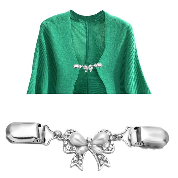 

vintage brooch flower ladies dual-end clamp sweater clips for cardigans shirt collar clip accessories women brooches jewelry metal pins, Gray