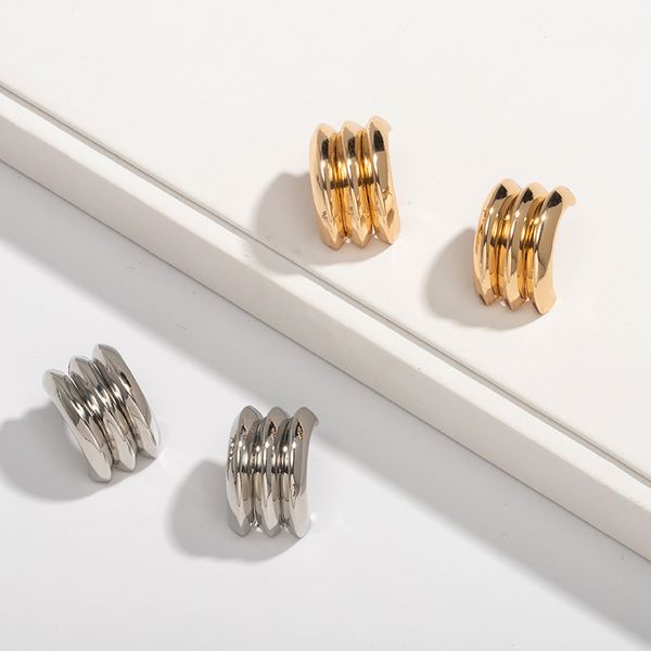 

pzmycs simple trendy gold silver color semicircular earring fashion punk metal stud earrings for women jewelry accessories 2019, Golden;silver