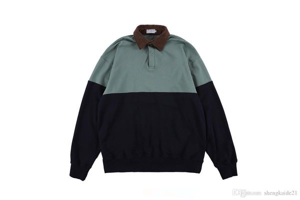 

fashion palaces trend brand shirt hip hop lovers stitching contrast color street simple sweater loose cotton lapel pullover, Black