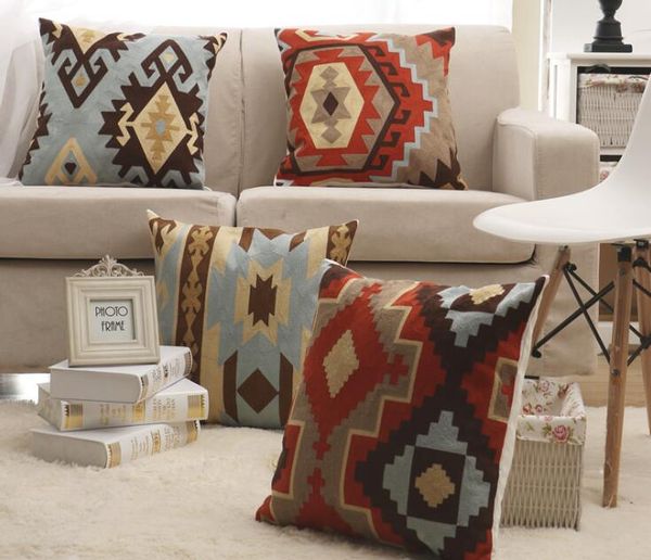 

хлопок геометрическая печать племенной печати абстрактный радуга этническая плед декор диван бросить наволочка 45*45 см