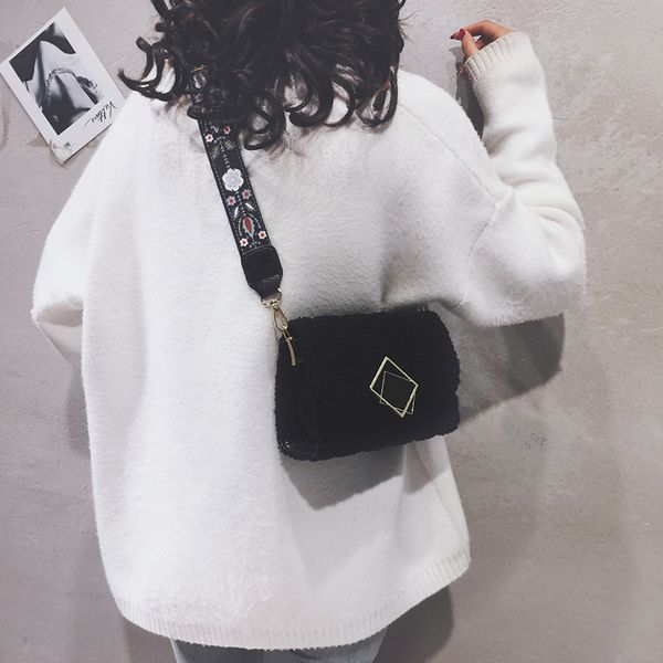 

plush small bag women's bag new 2019 fashion casual small square girl shoulder messenger tide