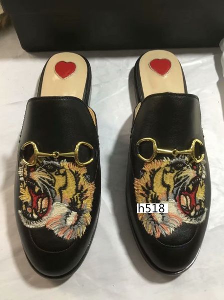 

new sale princetown designer classic slippery metal buckle beach slippers soft sweethearts shoes brand4, Black