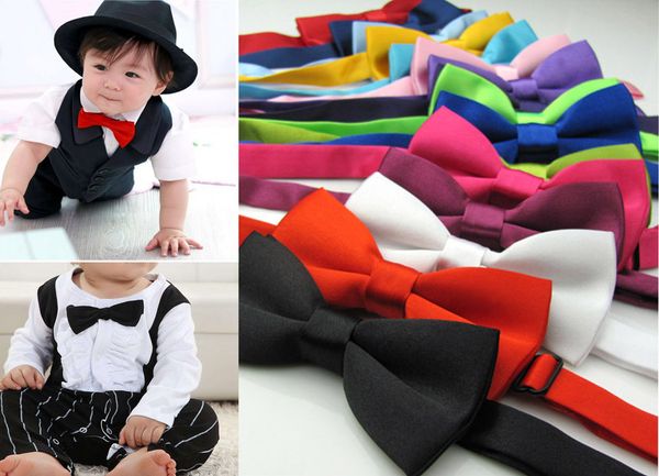 

new 2019 lovely baby children classic solid color boy girl butterfly kont cute bowtie white black pink green blue cravate, Black;gray